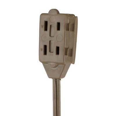Northlight Indoor Power Extension Cord with 3-Outlets and Safety Lock - 15' - Brown