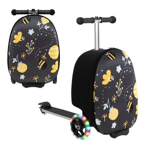 Costway 2 in 1 Folding Ride On Suitcase Scooter With Led Wheels Brake System Kids Toy Gift Black Target