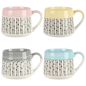 Gibson Home Morning Mist 4 Piece 15 Ounce Stoneware Belly Mug Set in Assorted Colors - 1 of 4