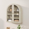 Arched Wall Cabinet, 24" Wood Medicine Cabinets, Modern Wall-Mounted Storage Cabinet with Doors & Adjustable Shelves, Over The Toilet Storage - 2 of 4