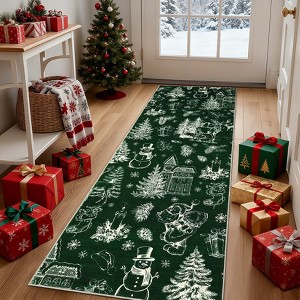 Christmas Area Rug, Foldable Washable Soft Carpet with Non Slip Backing, Low Pile Indoor Printed Floor Mat for Living Room, Bedroom - 1 of 4