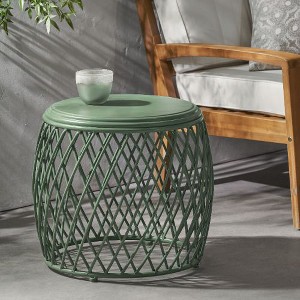 CAVINAS Lattice Design Patio Side Table, Crafted Iron Outdoor Side Tables, Powder-Coated Finish Outdoor End Table for Patio - 1 of 4