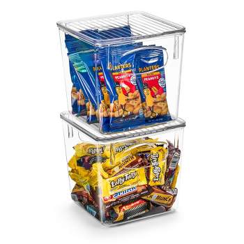 Sorbus 4 Pack Small Clear Plastic Container Bins W/ Lids and Handles - Perfect for Kitchen Organization and Storage