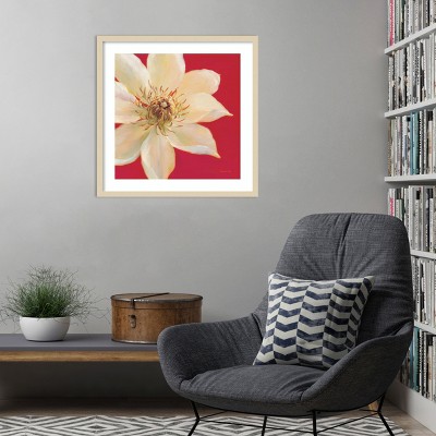 Earth Tone Botanical Lithograph Print with Wood Frame, 25 x 25