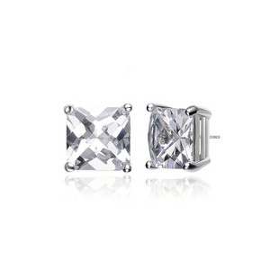 Guili Sterling Silver Square Stud Earrings with Clear Cubic Zirconia – A Timeless and Elegant Design That Adds Classic Sparkle to Any Look - 1 of 4