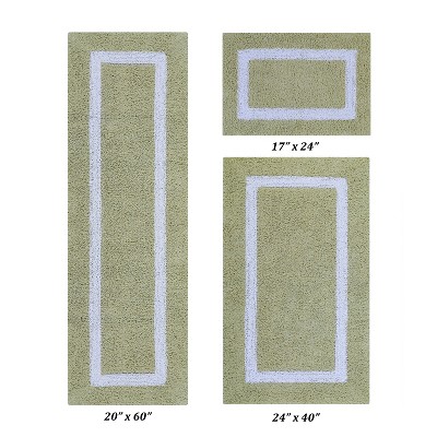 Hotel Bath Rug 100% Premium Cotton Tufted Weave Two Tone Reversible 3 Piece Bathroom Rug Set, Super Soft & Water Absorbent, Machine Washable Bathmat