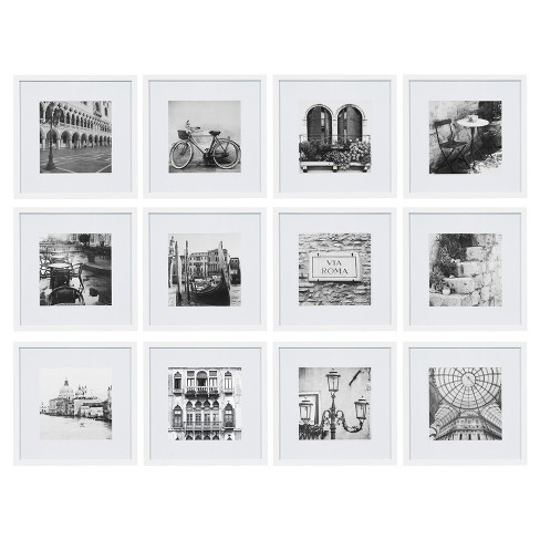 12 Piece 12x12 White Frame Kit Matted To 8 X8 Gallery Perfect