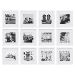 (12pc) 12" x 12" Matted To 8" x 8" Frame Set White - Gallery Perfect