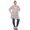 Women's Printed Plaid Roll Tab Tunic - White Mark - 3 of 4