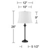 360 Lighting Lynn Modern Industrial Buffet Table Lamps 26" Tall Set of 2 Dark Bronze Metal White Fabric Drum Shade for Bedroom Living Room Bedside - 4 of 4