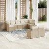 vidaXL 9 Piece Patio Sofa Set with Cushions Beige Poly Rattan - Beige and Cream Without Table - 2 of 4