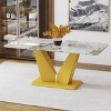 Modern Imitation Marble Pattern Dining Table,Dining Table With Tempered Glass Tabletop And MDF Legs,Rectangular Kitchen Table-Cuddlewood - 2 of 4