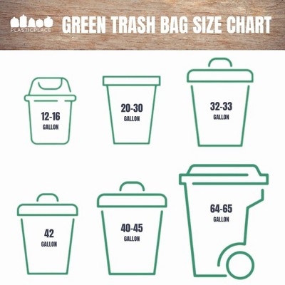 Green Heavy Duty Recycled Plastic Trash Bags, 55-60 Gallon