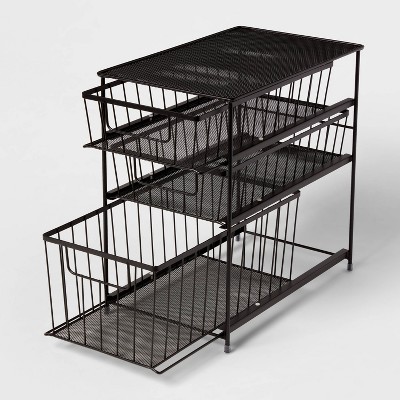 Matte Black 3-Tier Steel Drawer Organizer