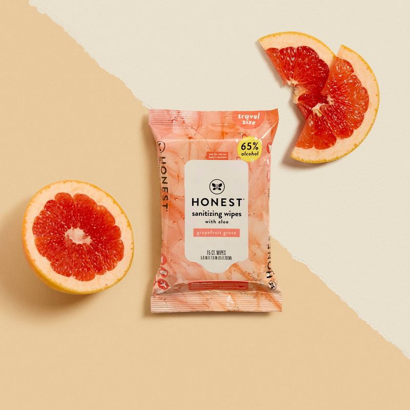 The Honest Company Alcohol Hand Sanitizing Wipes - Grapefruit Grove - Trial Size - 15ct, 2 of 4