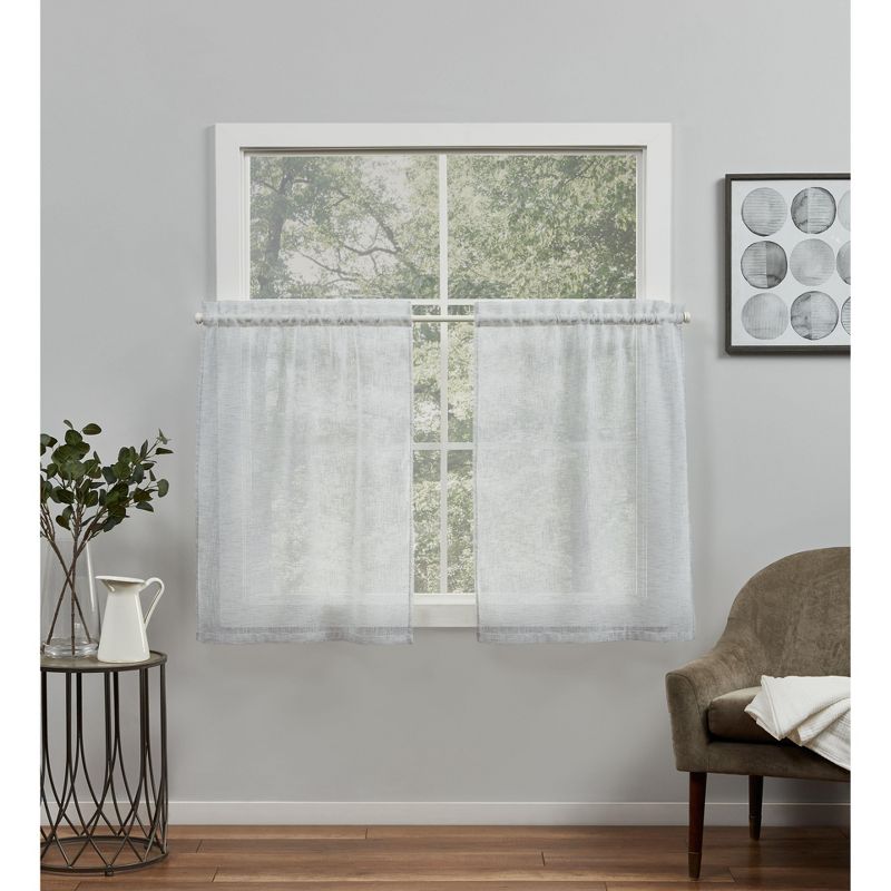 Exclusive Home Belgian Sheer Rod Pocket Tier Curtain Panel Pair, 1 of 4