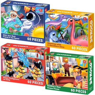 QUOKKA Puzzles for Kids Ages 4-6 - Set of 4x60 Jigsaw Puzzles for Toddlers 3-5