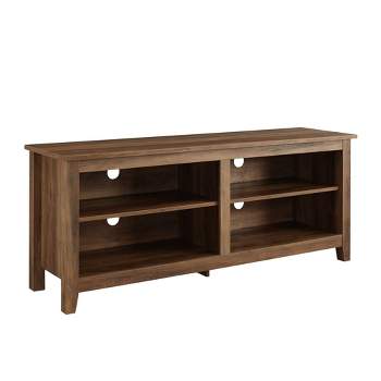 Transitional 4 Cubby Wood Open Storage TV Stand for TVs up to 65"- Saracina Home