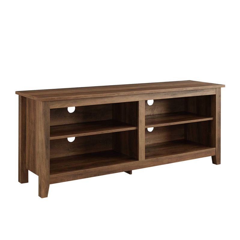 Transitional 4 Cubby Wood Open Storage TV Stand for TVs up to 65"- Saracina Home, 1 of 15