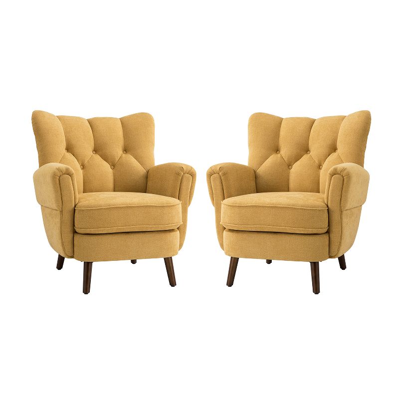 Set of 2 Dittmar Mid Century Club Chair with Wingback and Button-tufted Design  | ARTFUL LIVING DESIGN, 3 of 12