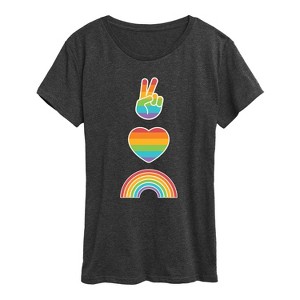 Women's - Instant Message - Peace Love Pride Short Sleeve Graphic T-Shirt - 1 of 4