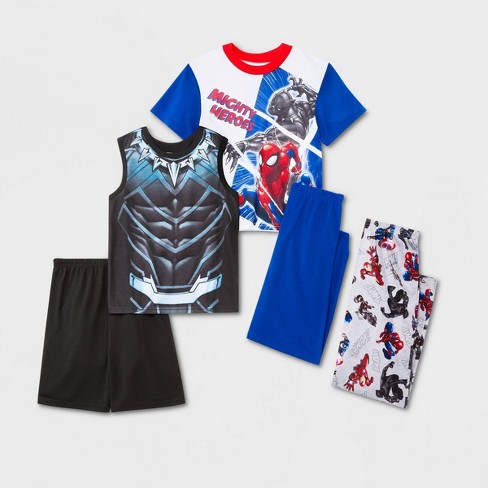 Boys' Marvel 5pc Pajama Set - Blue/white/black 4 : Target