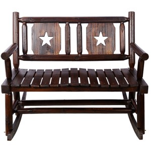 Vynxaria Rustic Brown Patio Rocking Bench for Two - 48.00'' W x 26.00'' D x 36.00'' H - 1 of 4