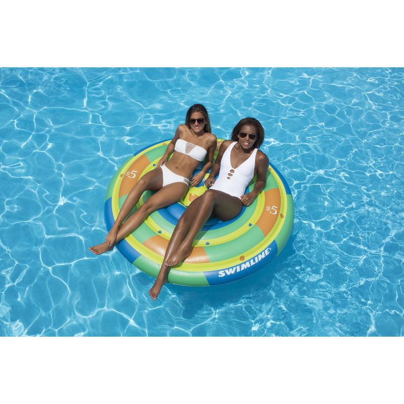 Swimline 60” Inflatable High Roller Chip Pool Float Ages 13 and Up - Green/Yellow, 3 of 4