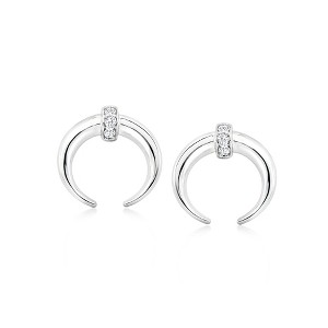 Ross-Simons 0.20 ct. t.w. Diamond Crescent Earrings in Sterling Silver - 1 of 2