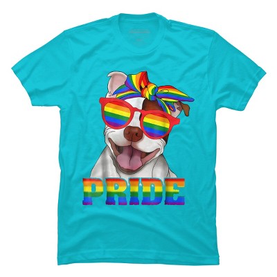 Adult Design By Humans Pit Bull Rainbow Pride Dog By Luckyst T-Shirt