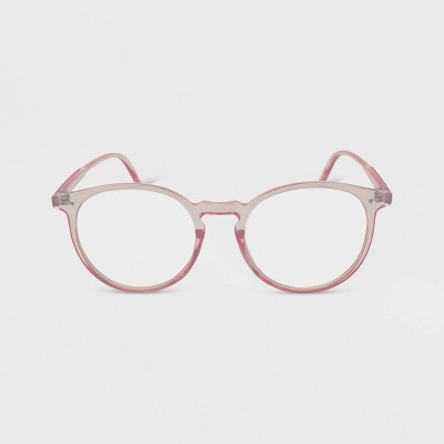 Women's Shiny Plastic Square Blue Light Filtering Reading Glasses -  Universal Thread™ Light Pink : Target