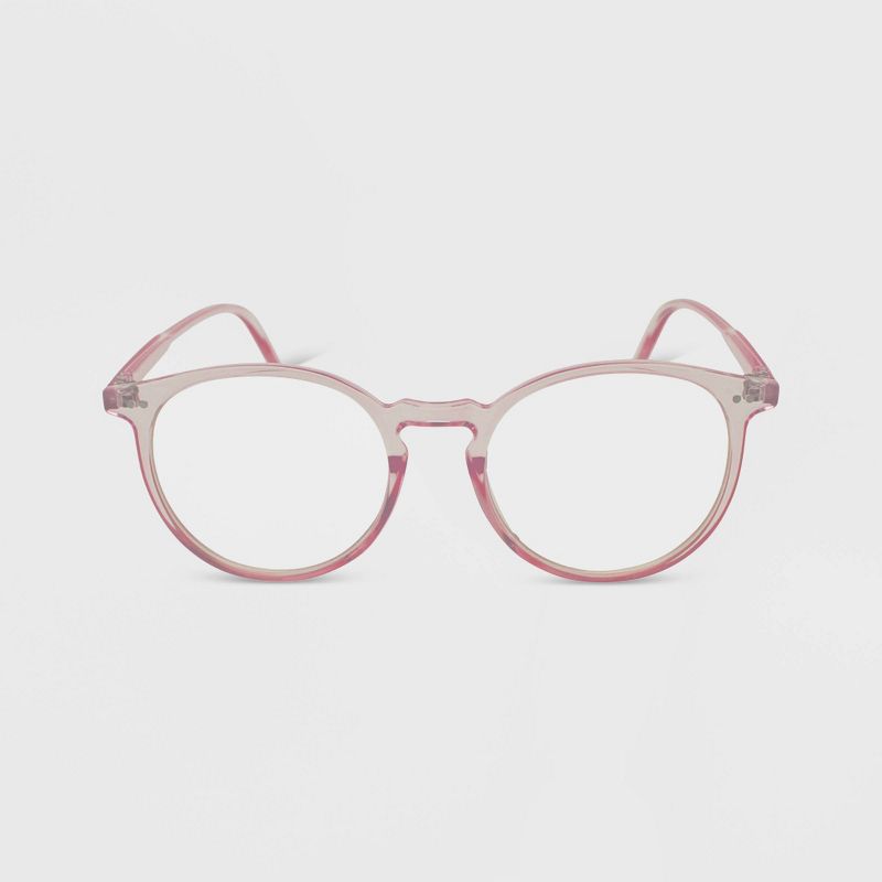 Women&#39;s Crystal Plastic Round Blue Light Filtering Glasses - Wild Fable&#8482; Pink, 1 of 3