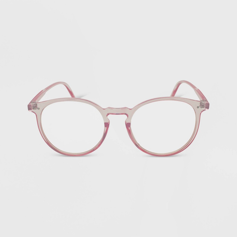 Photos - Glasses & Contact Lenses Women's Crystal Plastic Round Blue Light Filtering Glasses - Wild Fable™ Pink: Shatter-Resistant, Medium Fit, Recycled Frame