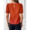 Women'S Shirts Summer Casual Crewneck Lace Crochet Short Sleeve Blouses Cute Floral Print Loose Tunic Tops - 2 of 4