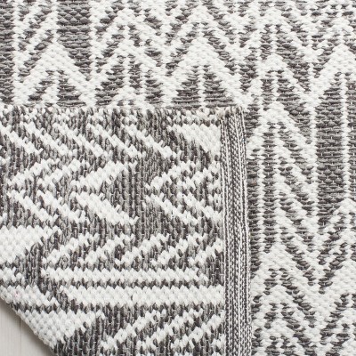 Charcoal and Ivory Cotton Blend 3' x 5' Handmade Area Rug