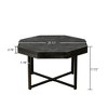 LIVAREEmlen Wood Octagonal Vintage Patchwork Craft Farmhouse 30'' Wooden Table Top Cross Metal Legs Coffee Table for Living Room - 2 of 4