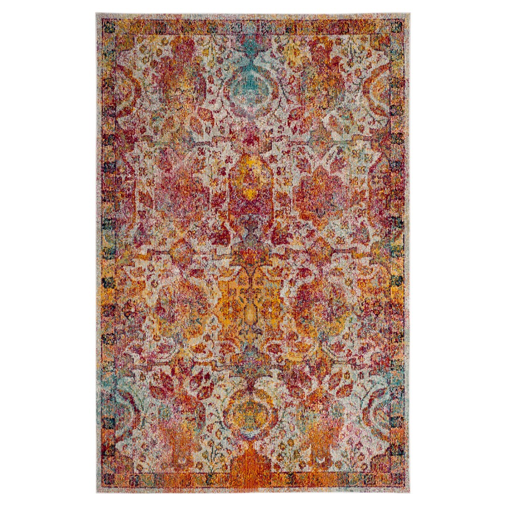 4'x6' Kyra Loomed Rug Light Blue/Orange - Safavieh