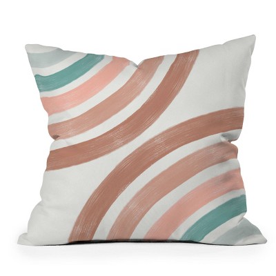 Emanuela Carratoni Double Retro Rainbows Outdoor Throw Pillow Orange - Deny Designs