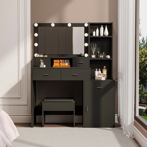 Dexmalle Makeup Vanity Desk with Mirror and Lights Charging Station - 1 of 4