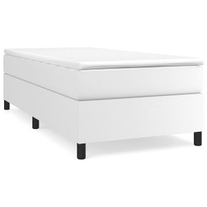 vidaXL Classic White Twin Faux Leather Box Spring Bed Frame - Suitable for 39.4" x 74.8" Mattress - Plywood and Engineered Wood Construction - 1 of 4