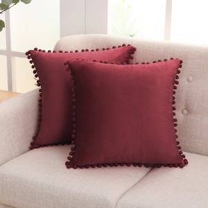 Deconovo Velvet Pom-Pom Pillow Covers 2-Pack – Multiple Sizes (Cover Only) - 1 of 4