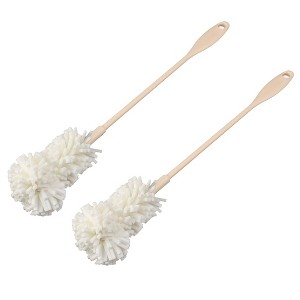 Unique Bargains Sponge Head Bottle Washing Cleaning Brush White 2 Pcs - 1 of 4