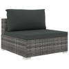 vidaXL Patio Sofa Grey rattan + dark grey cushions - 4 of 4