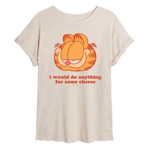 Women's - Garfield - Anything For Cheese Oversized Graphic T-Shirt - 1 of 4