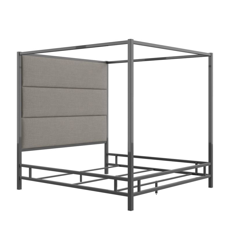 King Evert Black Nickel Canopy Bed with Panel Headboard - Inspire Q, 6 of 11