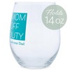 Elanze Designs Mom Off Duty Go Ask Your Dad 14 Ounce Cyan Stemless Wine Glass Tumbler - 2 of 2