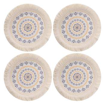 Kitchtic Round Boho Placemats - Set of 4 - Yellow