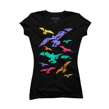 Junior's Design By Humans Birds Flying In Color By Expo T-Shirt