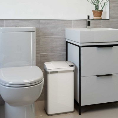 White Stainless Steel Touchless Sensor Trash Can with Odor Filter