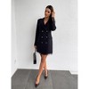Clearlove Women Blazer Set Long Sleeve Notch Lapel Double Breasted Button Blazer Dress with Pockets - 4 of 4
